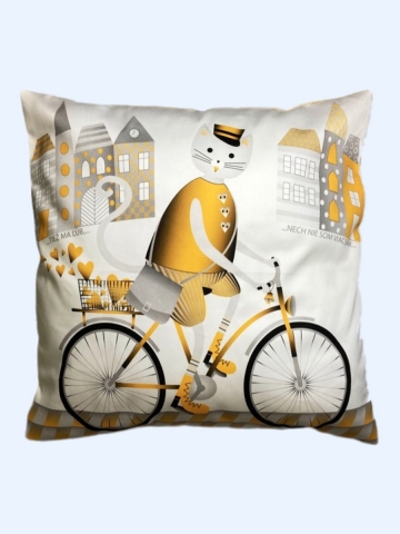 Kocúr na bicykli - žltý