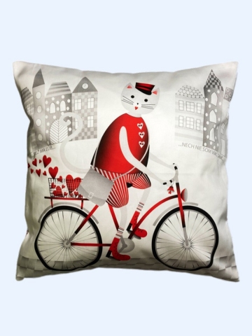 Kocúr na bicykli - červený
